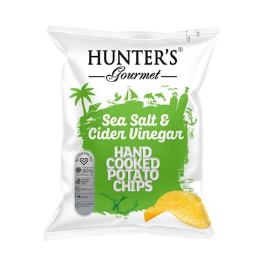 Hunter&rsquo;s Gourmet Hand Cooked Potato Chips With Sea Salt &amp; Cider Vinegar Flavour 125g