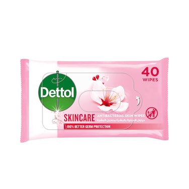 مناديل ديتول للعناية بالبشرة المضادة للبكتيريا، 40 منديلًا