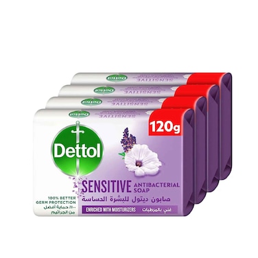 Dettol Sensitive Bar Soap Lavender &amp; White Musk Scent 120gx4 Pieces