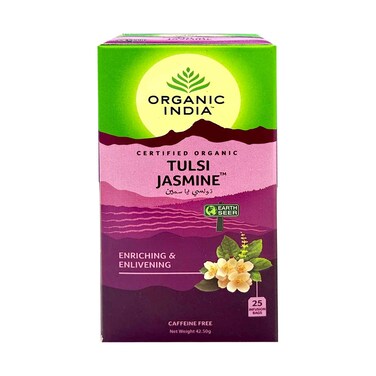 Organic India Tulsi Jasmine Tea 25 Infusion Bags Caffeine Free 42.5g