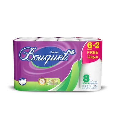 Sanita Bouquet Kitchen Towel 3 Ply 8 Rolls