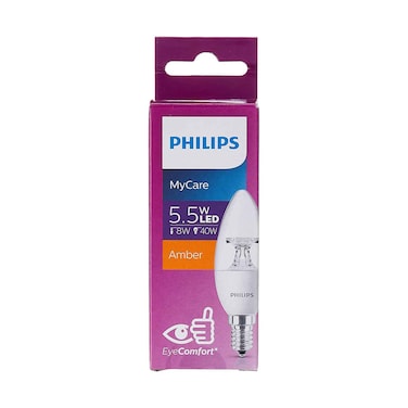 Philips LED Candle Bulb Amber 5.5W E14 Eye Comfort