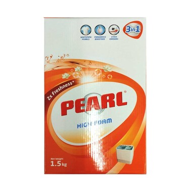 Pearl 3 In 1 High Foam Detergent Powder Pack 1.5kg