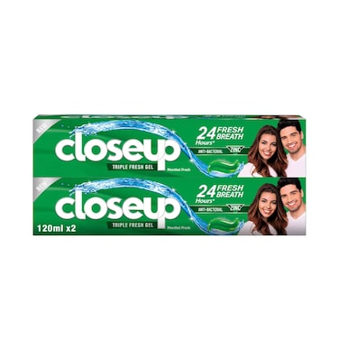 معجون أسنان كلوز أب ثلاثي الانتعاش جل، المنثول المنعش 120 مل × 2