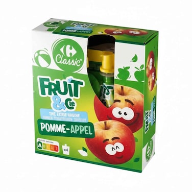 Carrefour Kids Apple Puree No Added Sugars 90g&times;4