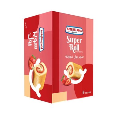 أمريكانا كيك سوبر رول بالفراولة 60 جم × 6 قطع