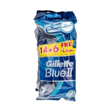 جيليت بلو 2 مطلي بالكروم 20 قطعة