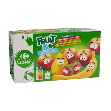 Carrefour Kids Fruit Puree Without Added Sugar 90gx12
