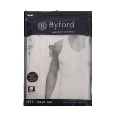 Byford Comfort Fit Underwear Men Vest 4013 White Large 1 Piece