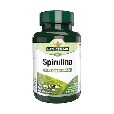 Natures Aid Spirulina Capsule Blue Green Algae Botanicals Food Supplement 90 Pieces