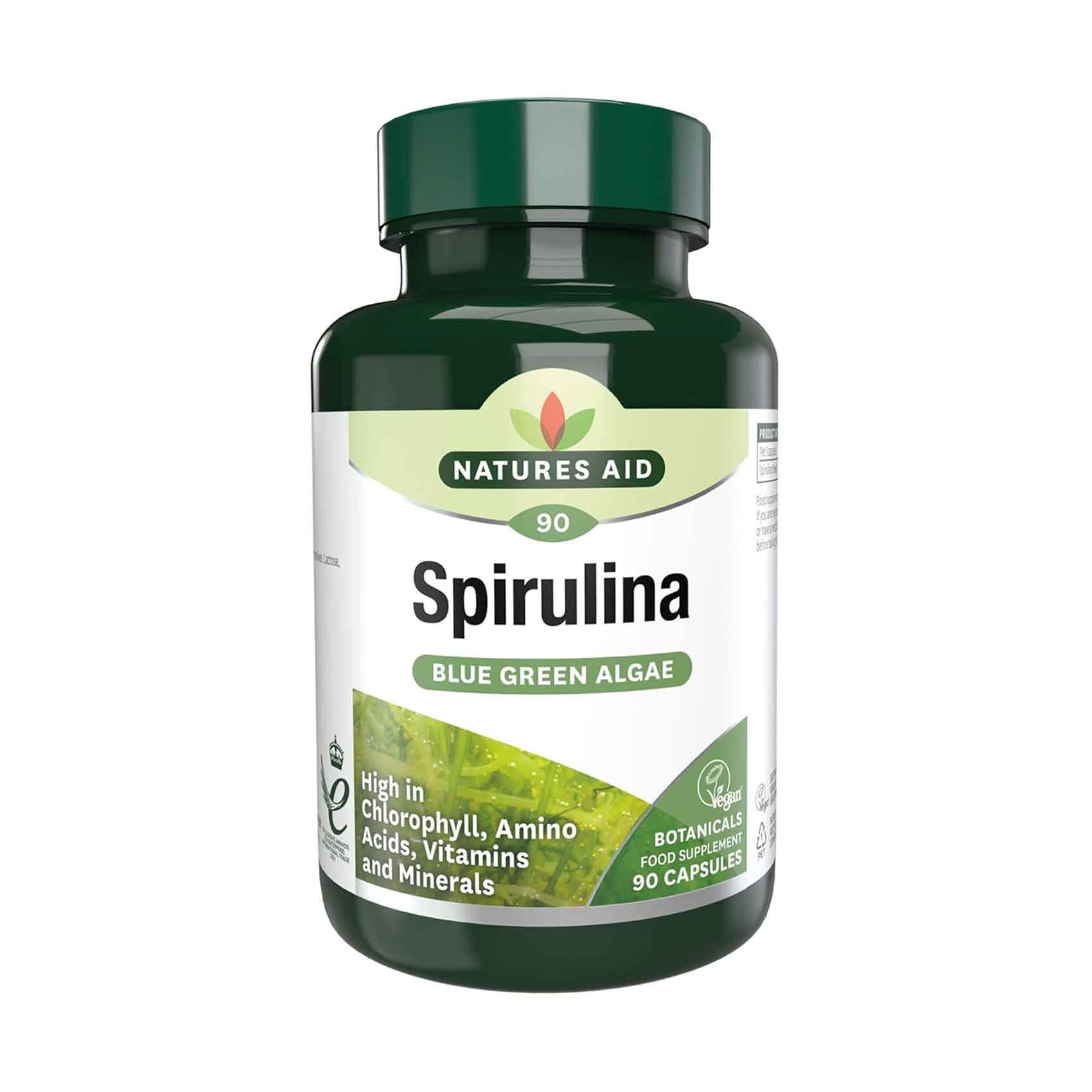 Natures Aid Spirulina Capsule Blue Green Algae Botanicals Food Supplement 90 Pieces
