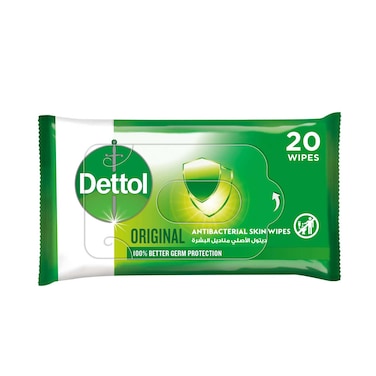 مناديل ديتول الأصلية المضادة للبكتيريا للبشرة، 20 منديلًا