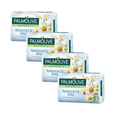 Palmolive Naturals Balanced &amp; Mild Bar Soap Chamomile &amp; Vitamin E 90g&times;4