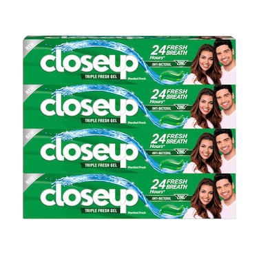 Close Up Toothpaste Triple Fresh Formula Menthol Fresh 120mlx4 Pieces