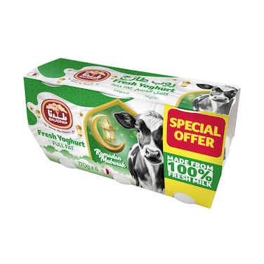 بلدنا زبادي طازج كامل الدسم علبة 170غ×6