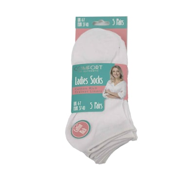Comfort Ladies Socks 5Pairs 3740 White