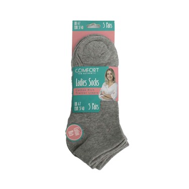 Comfort Ladies Socks Gray 5Pairs 3740