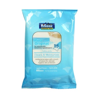 HiGeen Antibacterial Wipes Original Sensitive Skin 15's