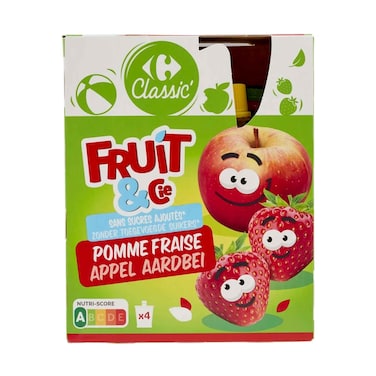 كارفور كامبوت التفاح والفراولة 90 جرام × 4