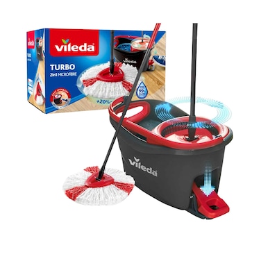 Vileda Turbo Spin Mop &amp; Bucket Set With Foot Pedal Floor Mop With Spinning Wringer