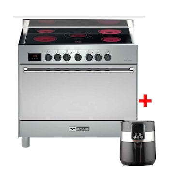 بومباني BO683DX/E طباخ كهربائي، مقاس 90x60 سم، مع مقلاة هوائية وايت وستنجهاوس DF7005-GS