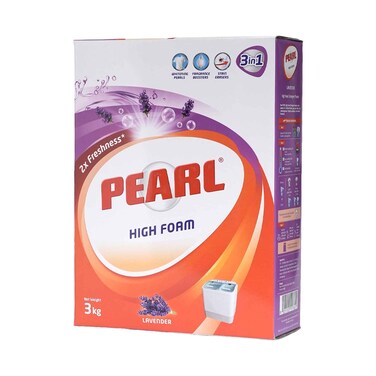 Pearl 3 In 1 High Foam Detergent Powder Lavender Pack 3kg