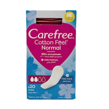 Carefree Panty Liners Breathable Cotton Extract Fresh 20 Pieces