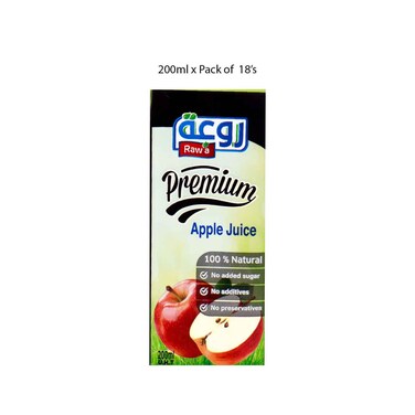 Raw'a Apple Juice 100% 200mlx18