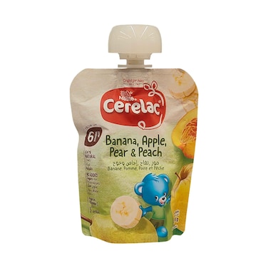 Nestle Cerelac Banana, Apple, Pear &amp; Peach Puree Pouch 90g