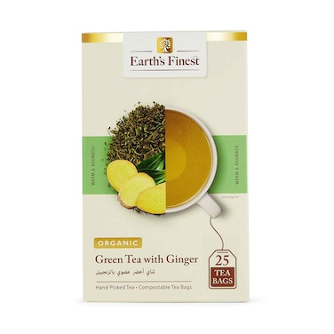 Earths Finest Organic Green Tea With Ginger 1.5gx25 Bags