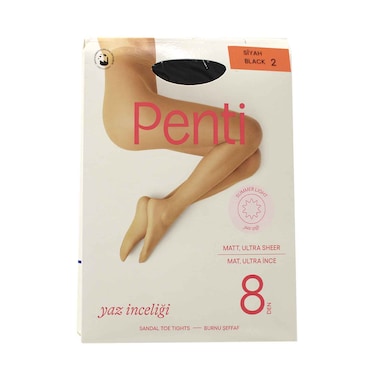 Penti Sandal Toe Tights 8 Den Size Medium No.2, 500 Siyah Black (No Refund / Exchange For Hygienic Item)