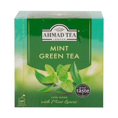 شاي أحمد لندن الأخضر بالنعناع مع أوراق النعناع - 100 كيس شاي