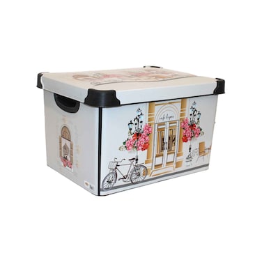 صندوق تخزين مزخرف بنفسجي اللون، 20 لترًا