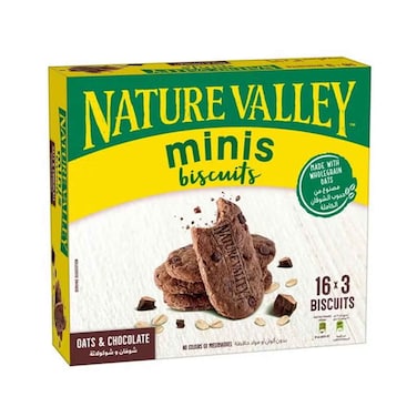 نيتشر فالي ميني بسكويت الشوفان والشوكولاتة 25 جرام × 16 قطعة