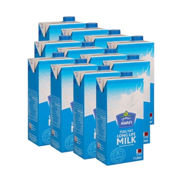 Awafi Long Life Milk Full Fat 1Lx12's