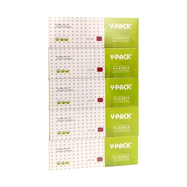 عبوة مناديل وجه كلاسيكية في-باك ٢٠٠ منديل، طبقتان، ٥ عبوات