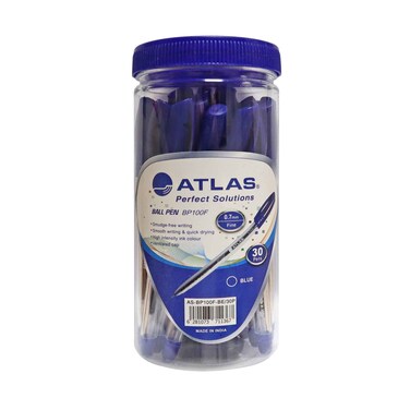 Atlas Ball Pen 0.7mm Fine Jar Blue, 30 Pieces
