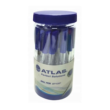 Atlas Ball Pen 1mm Fine Jar Blue, 30 Pieces