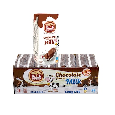 Baladna Long Life Milk Full Fat Chocolate Flavored 200mlx24's