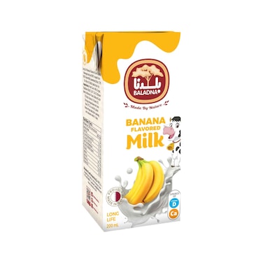 Baladna Long Life Milk Full Fat Banana Flavored 200ml