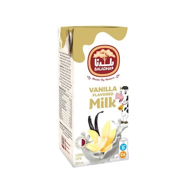 Baladna Long Life Milk Full Fat Vanilla Flavored 200ml
