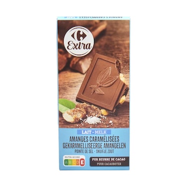 Carrefour Milk Chocolate With Almond And Salt 200g