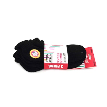 Girls Socks GHT-305 Black 3 Pieces