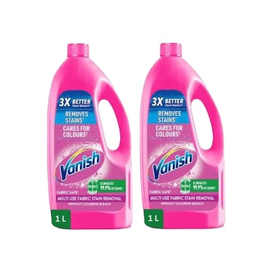 Vanish Liquid Fabric Stain Remover 1L+1L FREE - Coloured &amp; White Clothes