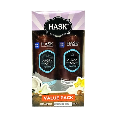 شامبو هاسك بزيت الأرجان لإصلاح الشعر 355 مل + بلسم (عبوة قيمة) 355 مل