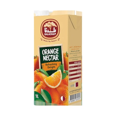 عصير بلادنا المنعش طويل الأمد بنكهة البرتقال، 1 لتر