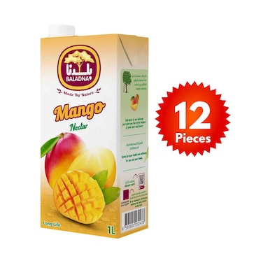 بلدنا 1لتر عصير مانجو طويل الأجل (12 حبه)