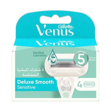 جيليت فينوس ديلكس سموذ سنسيتيف للبشرة الحساسة رؤوس ماكينة الحلاقة 4 قطع