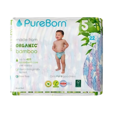 Pure Born Organic Bamboo Diaper No.5 For 11-18kg 22's