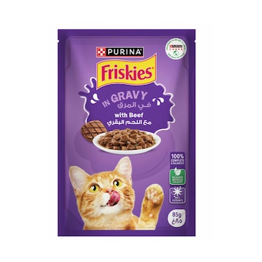 Purina Friskies Cat Food Beef Chunks in Gravy 85g